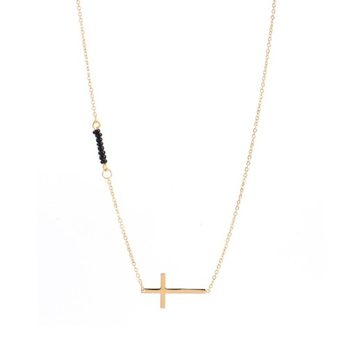 Black beaded bar with horizontal cross celebrytki necklace