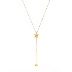 Central star and tassel with ball and star drops lariat necklace