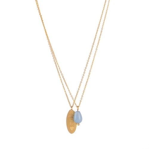 Queen oval medal and aqua due drop layered necklace