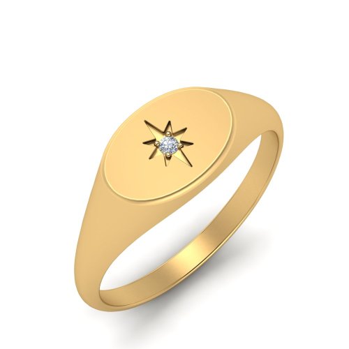 Oval Starburst Signet Ring in gold plated stainless steel