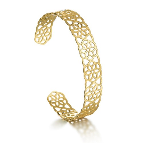 Multi mandala cuff bracelet in gold plated stainless steel