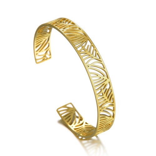 The veins of the leaves cuff bracelet in gold plated stainless steel