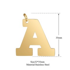 Gold plating big uppercase alphabet initial charm in stainless steel T585G-A