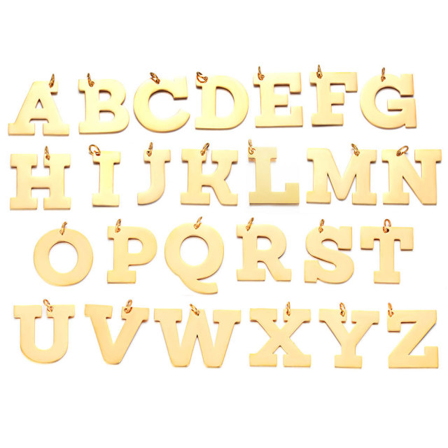 Gold plating big uppercase alphabet initial charm in stainless steel T585G-A
