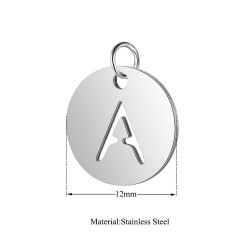 Alphabeta pendant initial disc charm in stainless steel T514S-A