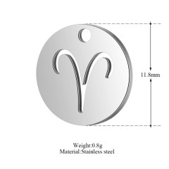 Zodiac sign pendant astrology horoscope disc charm in Stainless steel T095-S-1