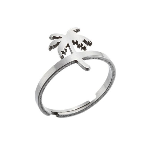 Palm tree adjustable ring in gold plated stainless steel  GJZ005-031-G