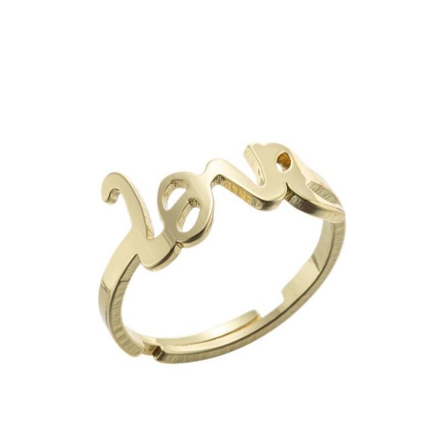 Gold plating love adjustable ring in stainless steel GJZ005-016-G