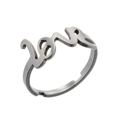 Gold plating love adjustable ring in stainless steel GJZ005-016-G