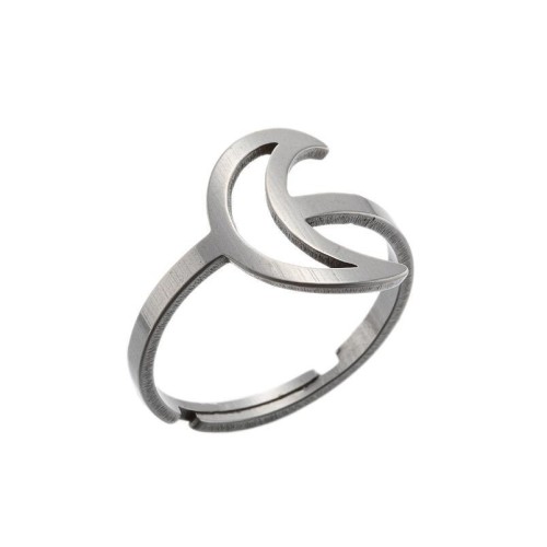 Stainless steel openwork moon central adjustabe ring in gold plating GJZ005-07-G