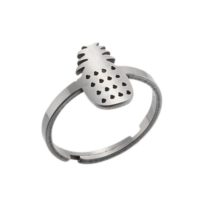 Gold plating pineapple adjustable ring in stainless steel GJZ005-015-G