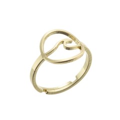 Stainless steel wave symbol adjustable ring in gold plating GJZ005-08-G