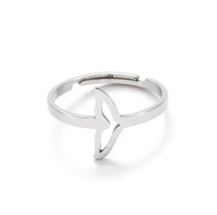 Whale tail adjustable opening ring in stainless steel GJZ033-S