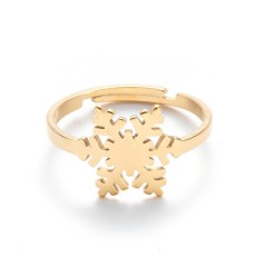 Snowflake adjustable opening ring in stainless steel GJZ034-S