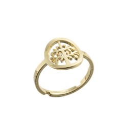 Tree of life adjustable ring in gold plated stainless steel GJZ005-028-G