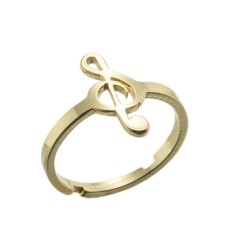 Gold plated music symbol adjustable ring in stainless steel GJZ005-026-G