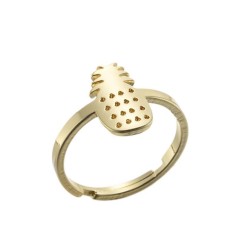 Gold plating pineapple adjustable ring in stainless steel GJZ005-015-G