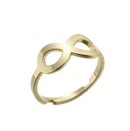 Stainless steel infinity central adjustable ring in gold plating GJZ005-05-G