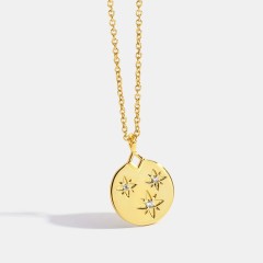 Minimalist diamont in the galaxy medallion necklace in 14k gold plating