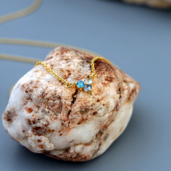 minimalist trillion cubic zirconia necklace 14k gold plating dainty pendant