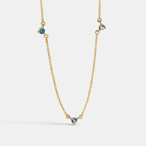 Triple cubic zirconia station choker minimalism  necklace in 14k gold plating