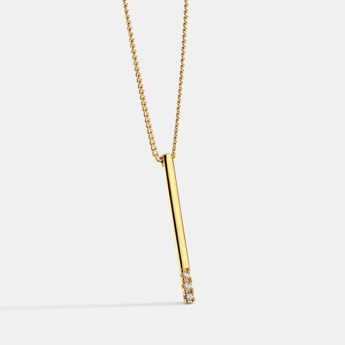Minimalism vertical bar with triple cubic zirconia necklace