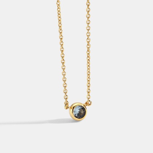 14k gold plated cubic zirconia bezel drop minimalism necklace