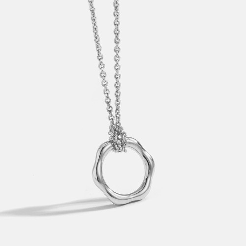 14k gold plated molten circle minimalism necklace in brass