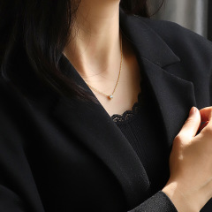 14k gold plated cubic zirconia bezel drop minimalism necklace