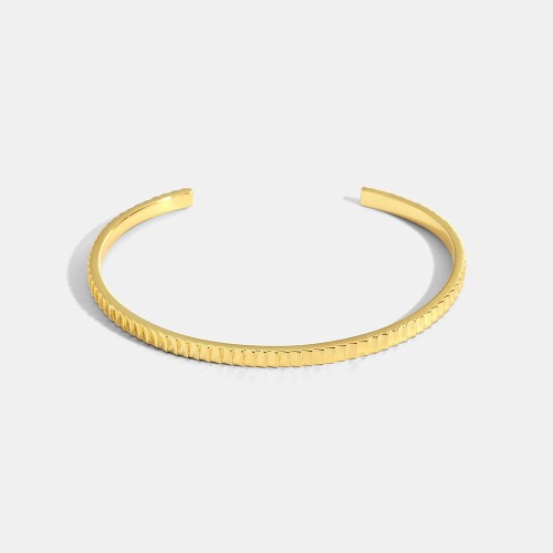 Minimalist Grosgrain shape cuff bracelet in 14k gold plating brass