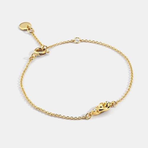 Irregular wire knot with clear zircon minimalism chain bracelet