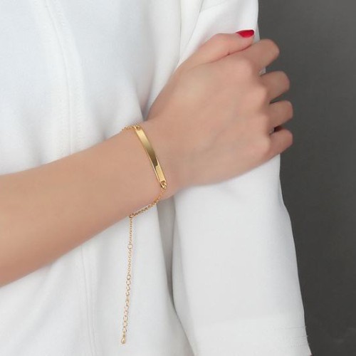 Yellow gold plating bar minimalist bracelet in stainless steel B-411G