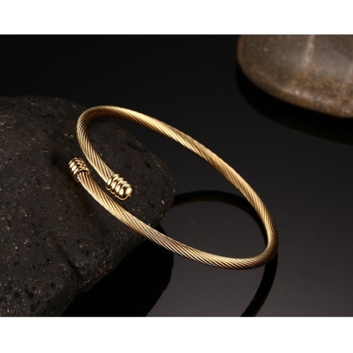 Twist wire cable rope bracelet in gold plating stainless steel B-346