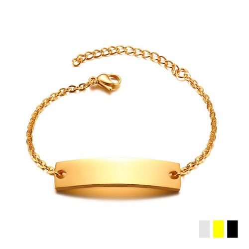 Yellow gold plated bent bar minimalist bracelet in stainless steel B-473