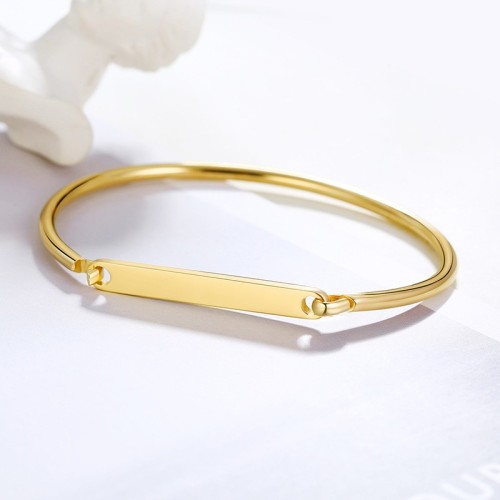 Minimalist openable bangle bracelet with bar in stainless steel B-390