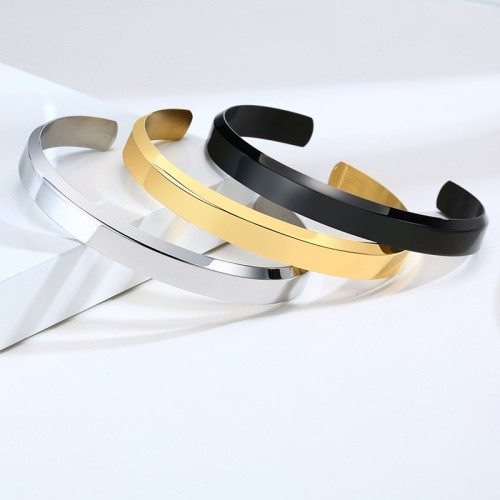 Minimalist opening adjustable cuff bracelet in stainless steel  B-403- B