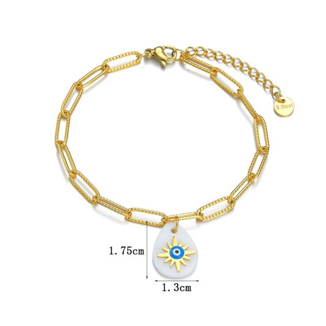 Paper clip chain bracelet with charm of north star and eye