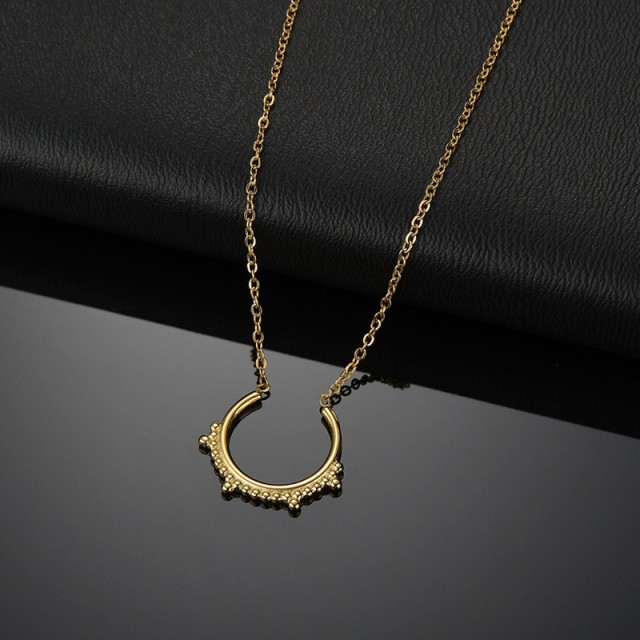 High quality opening vintage frame necklace in stainless steel
