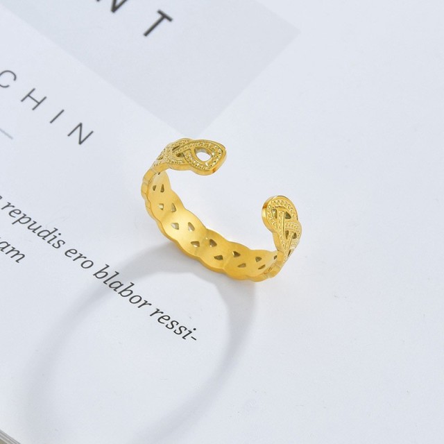 Vintage interweave adjustable ring in gold plating stainless steel