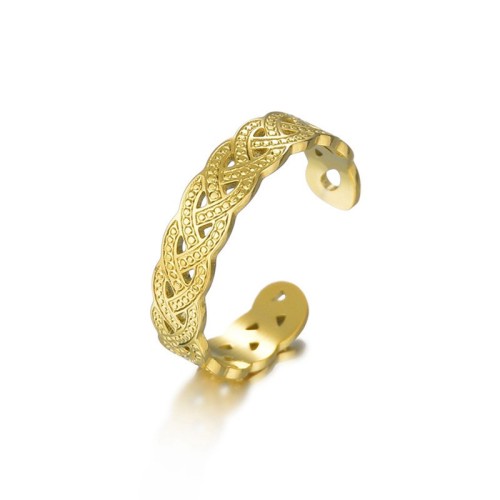 Vintage interweave adjustable ring in gold plating stainless steel
