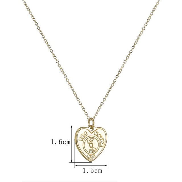 Decision heart pendant fashion necklace in stainless steel