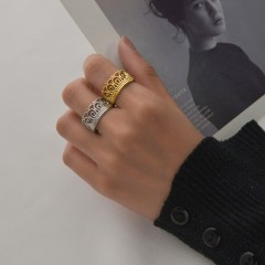 Crown inspired statement ring in 14k gold plating stainless steel