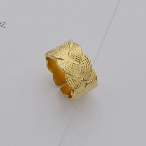 Weave pattern adjustable ring in 14k gold plating stainless steel