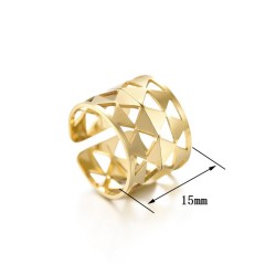 Multi triangle wide opening ring in14k yellow gold plating