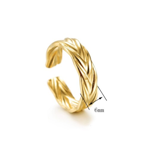 Bague Ajustable Tendance Plaqué Or wheat opening ring in stainless steel