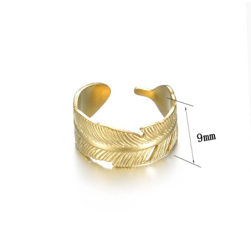 Anillo de hoja de acero ba?ado en oro de 14 kilates leaf adjustable ring