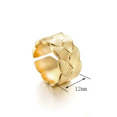 Weave pattern adjustable ring in 14k gold plating stainless steel