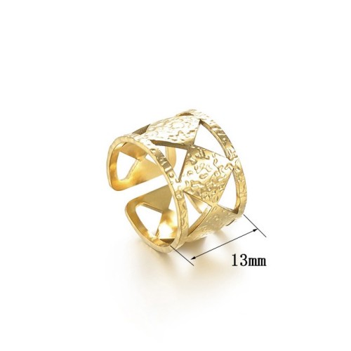 Hammered adjustable ring in 14k gold plating stainless steel