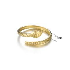 Anillo ajustable con forma de serpiente de acero ba?ado en oro