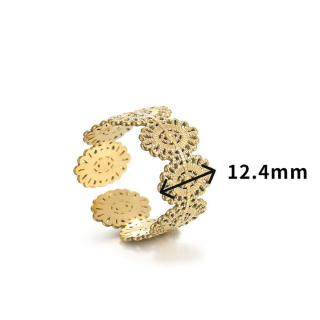 Adjustable lace ring in gold plating stainless steel